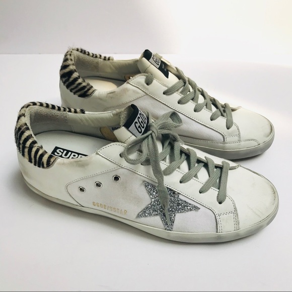 GOLDEN GOOSE Zebra Glitter Superstar Sneakers 40 - Picture 3 of 15